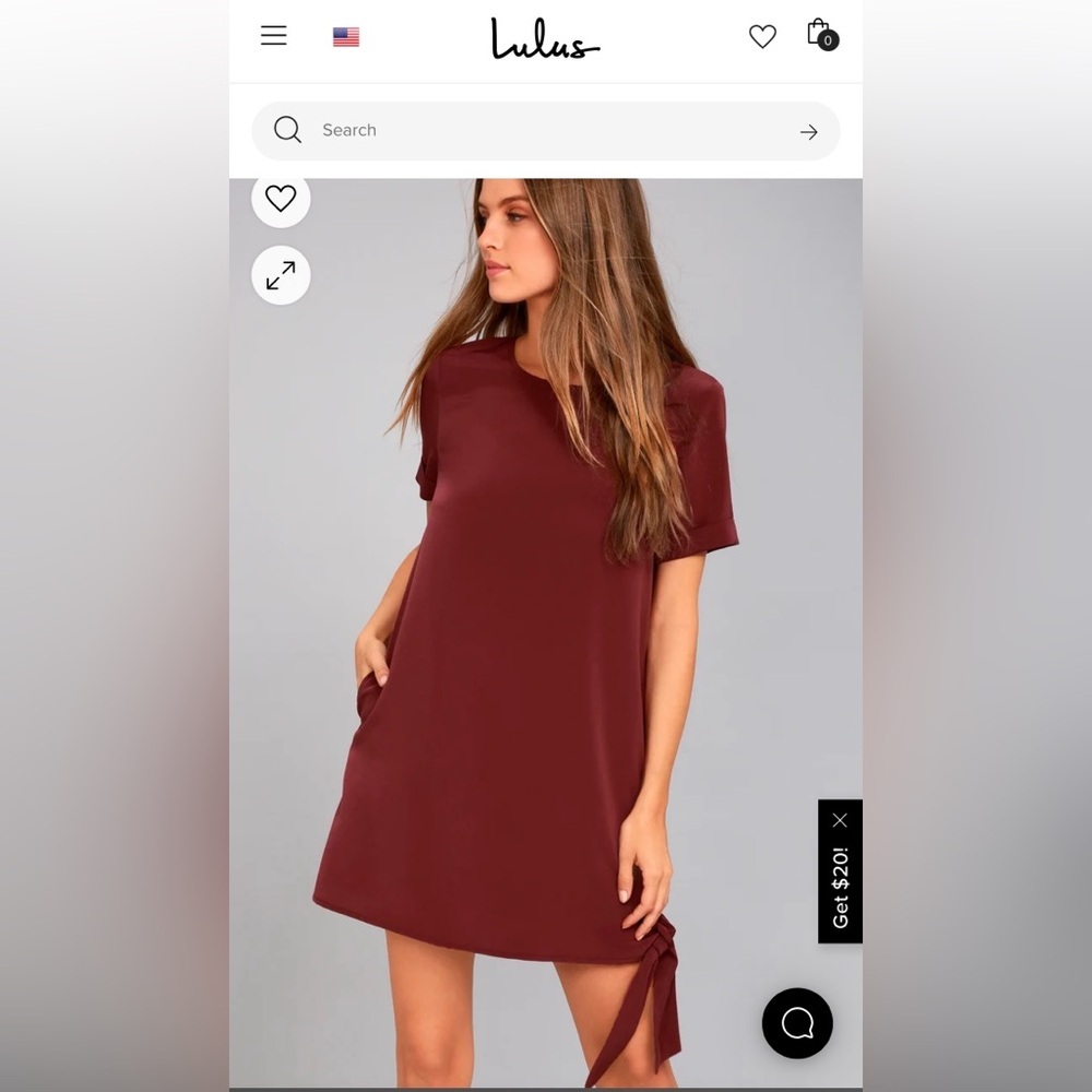 Lulus burgundy shift dress. Size L